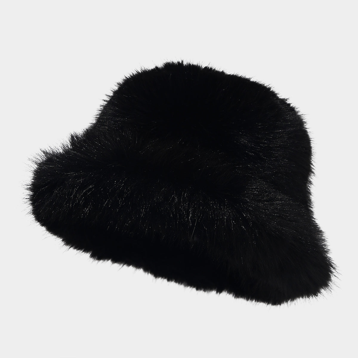 Cozy Faux Fur Bucket Hat for Cold Days - Black