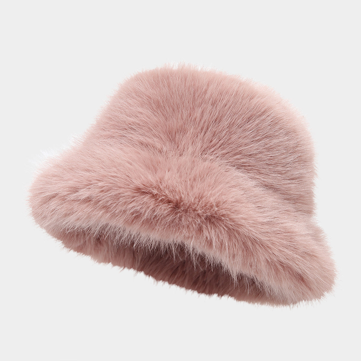 Cozy Faux Fur Bucket Hat for Cold Days - Pink