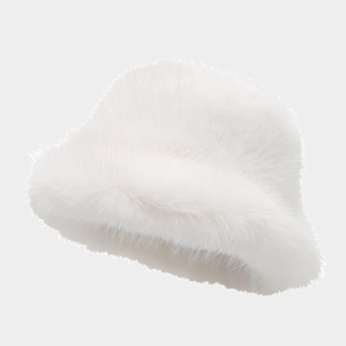 Cozy Faux Fur Bucket Hat for Cold Days - White