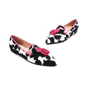 Animal Print Pointed Toe Tassel Loafers - Cow Pink