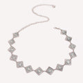 Oval Concho Stone Link Belt Chain - Silvery-B