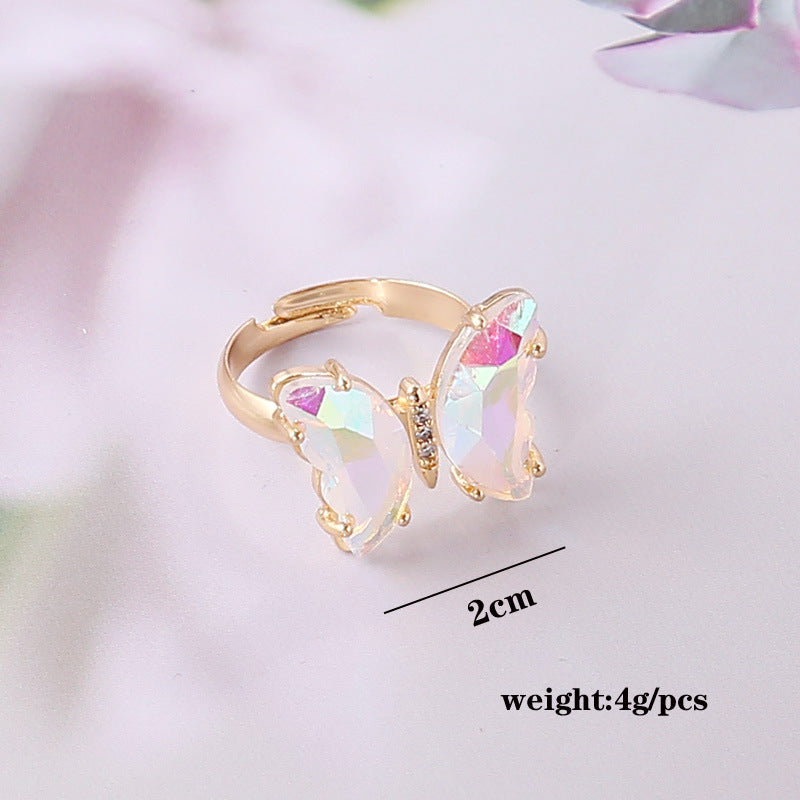 Crystal Butterfly Adjustable Open Ring - view 1