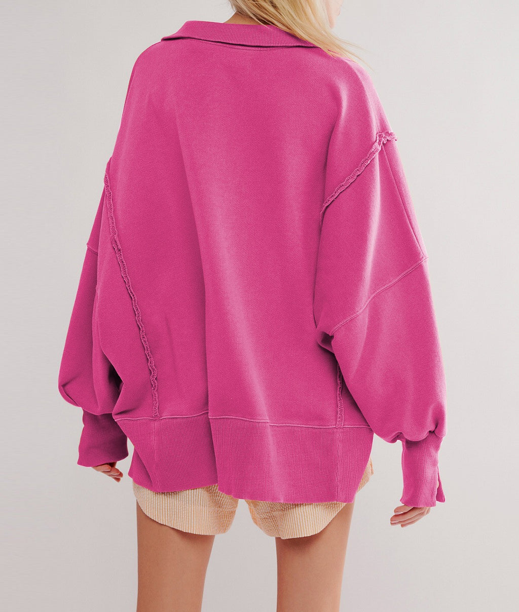 Oversized Quarter Button Collared Sweatshirt - view 1
