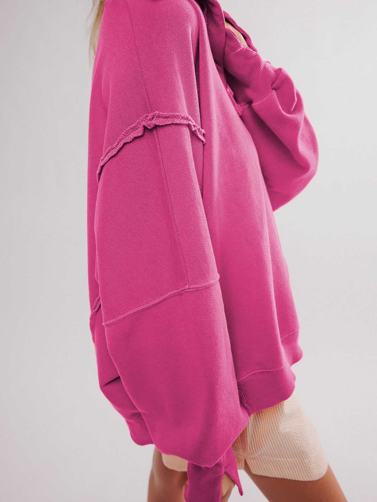 Oversized Quarter Button Collared Sweatshirt - view 2