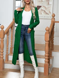 Longline Cable Knit Open Duster Cardigan - Green