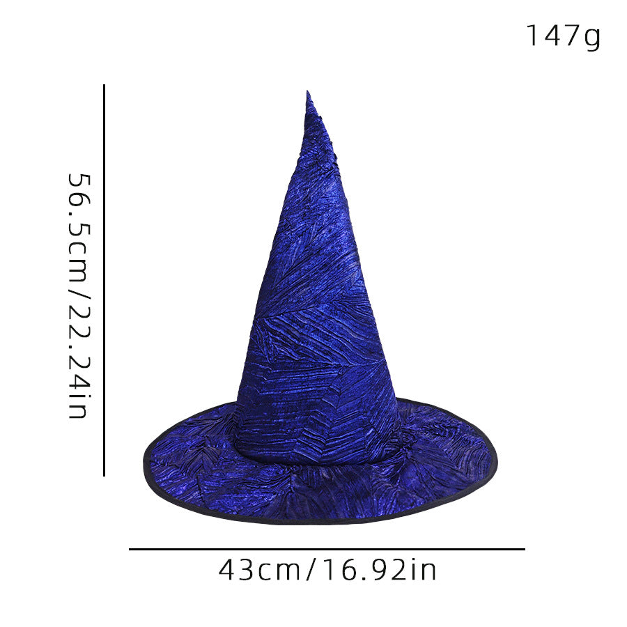 Glossy Witch Hat With Detachable Flower - Blue - 5