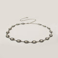 Vintage Oval Crystal Medallion Chain Belt - Silvery