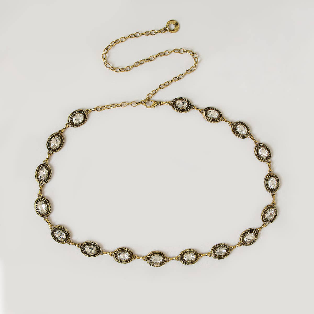 Vintage Oval Crystal Medallion Chain Belt