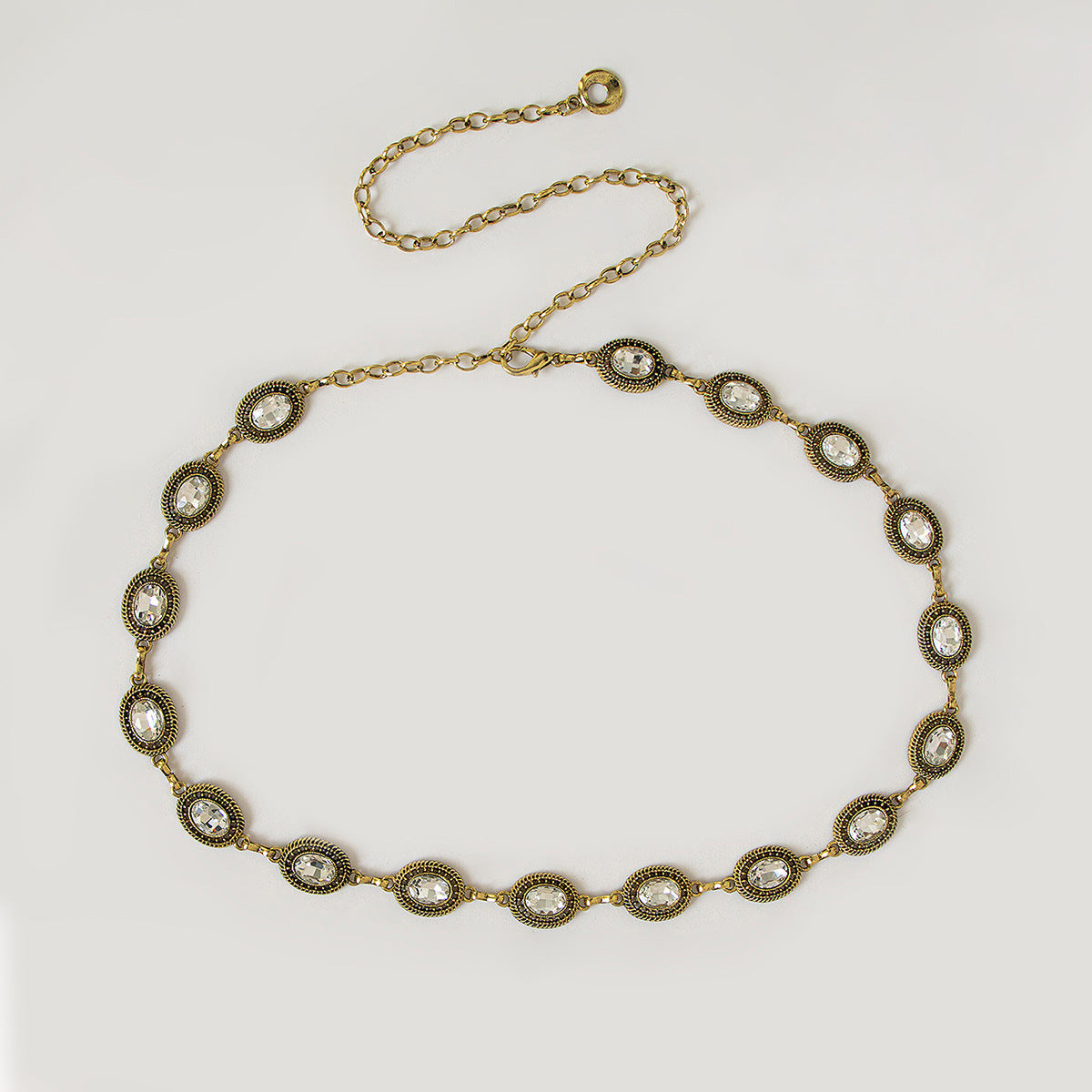 Vintage Oval Crystal Medallion Chain Belt - view 1