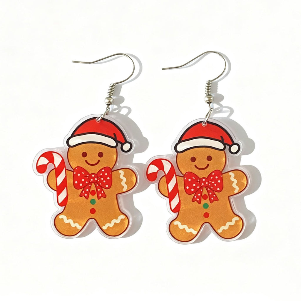 Gingerbread Cookie Dangle Earrings For Christmas - NO-2