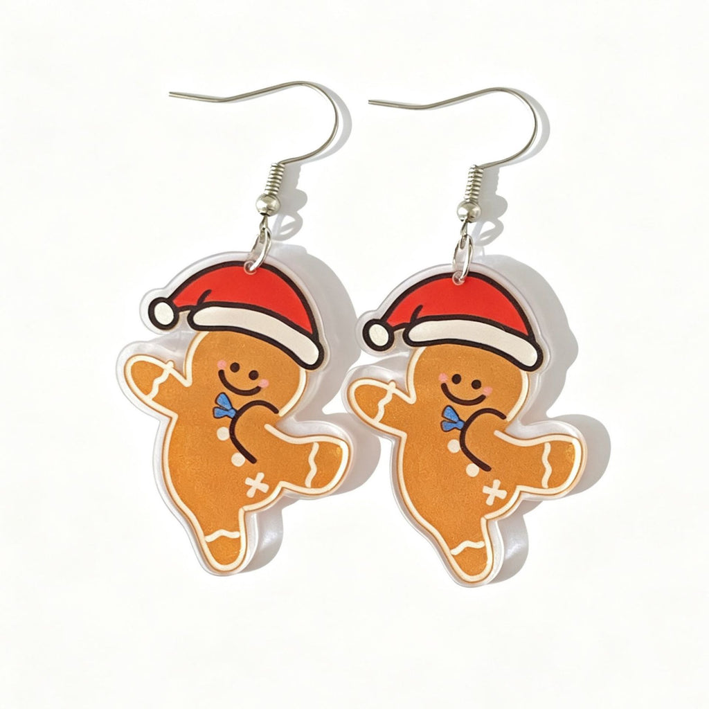 Gingerbread Cookie Dangle Earrings For Christmas - NO-4