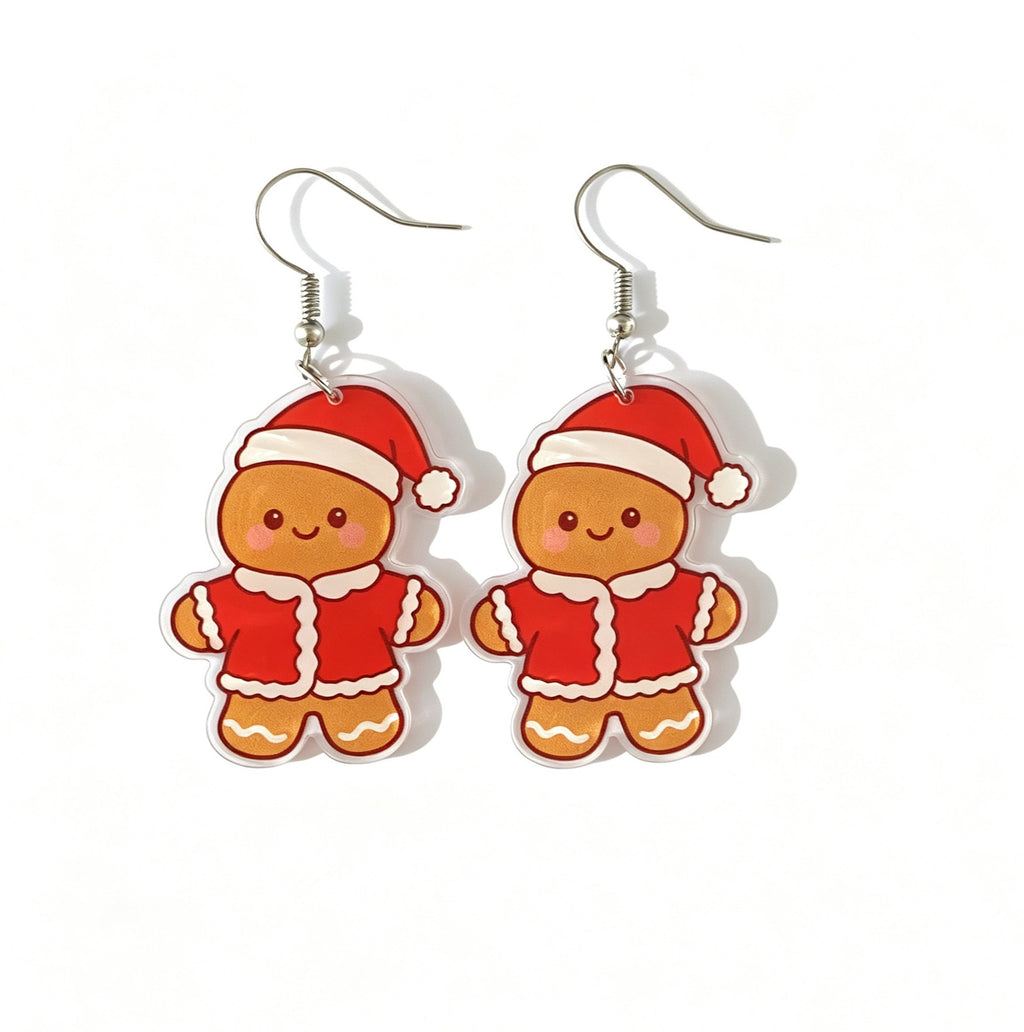 Gingerbread Cookie Dangle Earrings For Christmas - NO-5