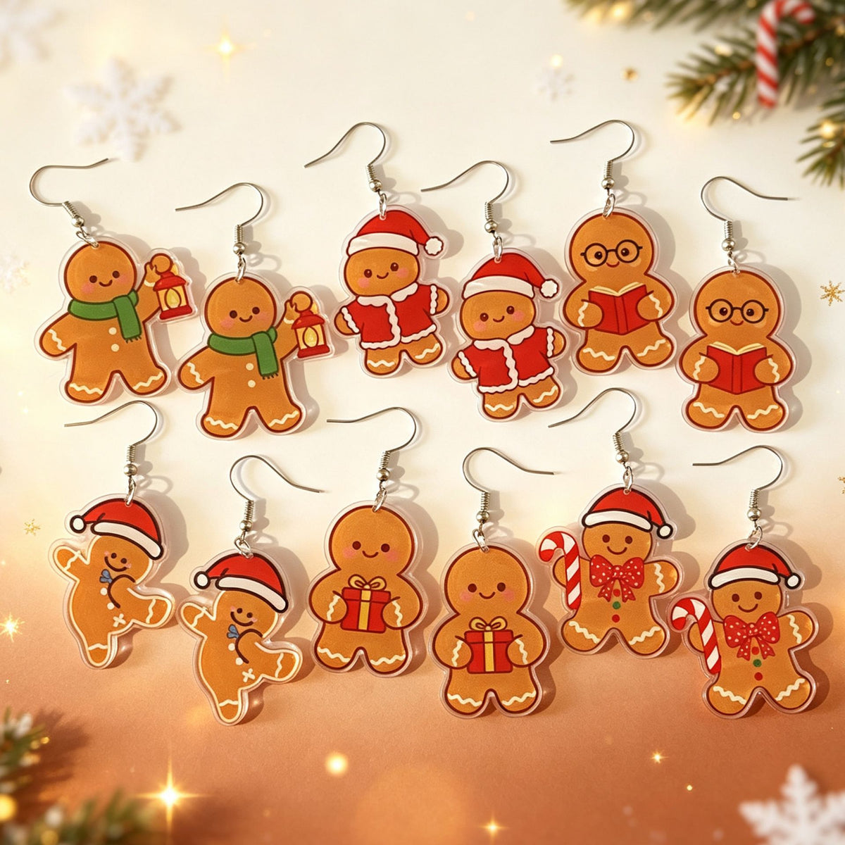 Gingerbread Cookie Dangle Earrings For Christmas - NO-6 - 1