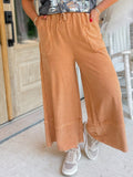 Raw-Hem Wide-Leg Pants in Vintage Mineral Wash - Brown