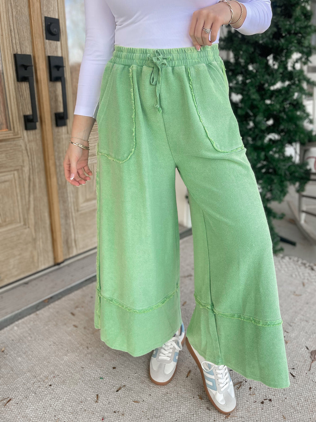 Raw-Hem Wide-Leg Pants in Vintage Mineral Wash - view 2