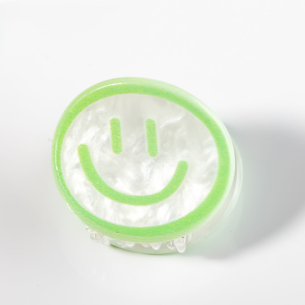 Smiley Face Acrylic Mini Hair Claw - Green