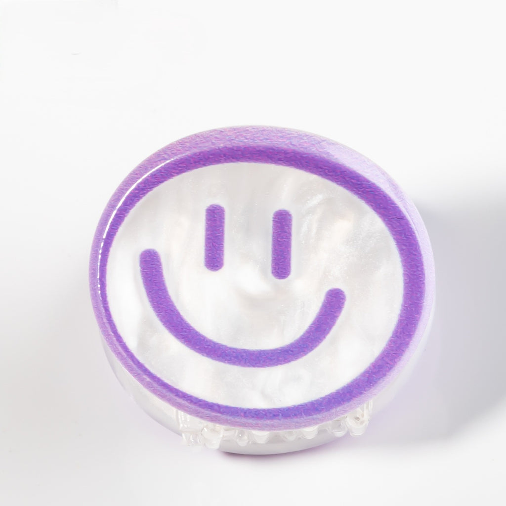 Smiley Face Acrylic Mini Hair Claw - Purple