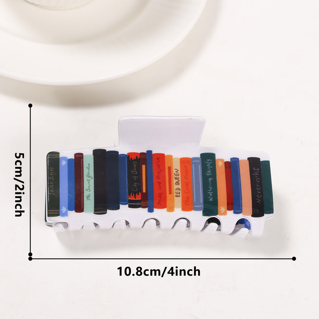 Book Stack Print Hair Claw Clip - Color_3