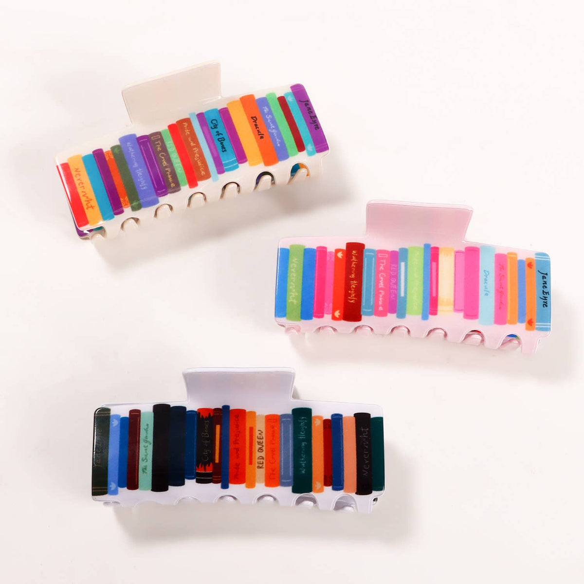 Book Stack Print Hair Claw Clip