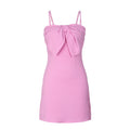 Bow Front Strappy A Line Mini Dress - Pink