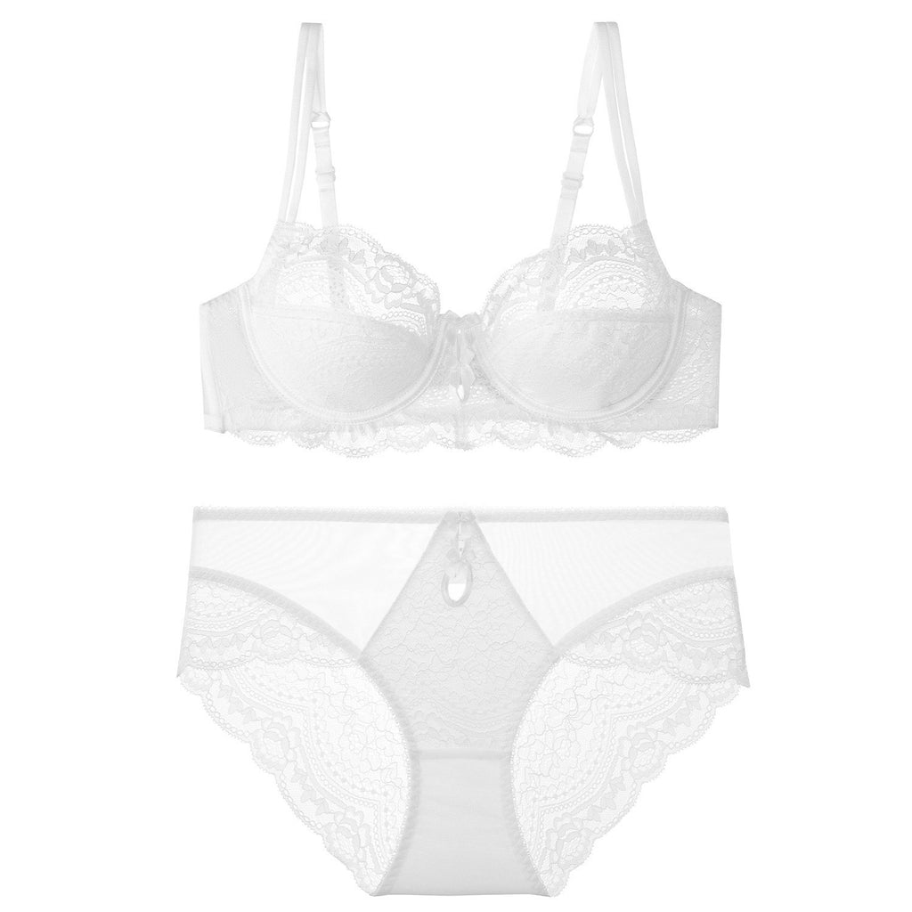 Scalloped Lace Bow Underwire Bra And Panty Set