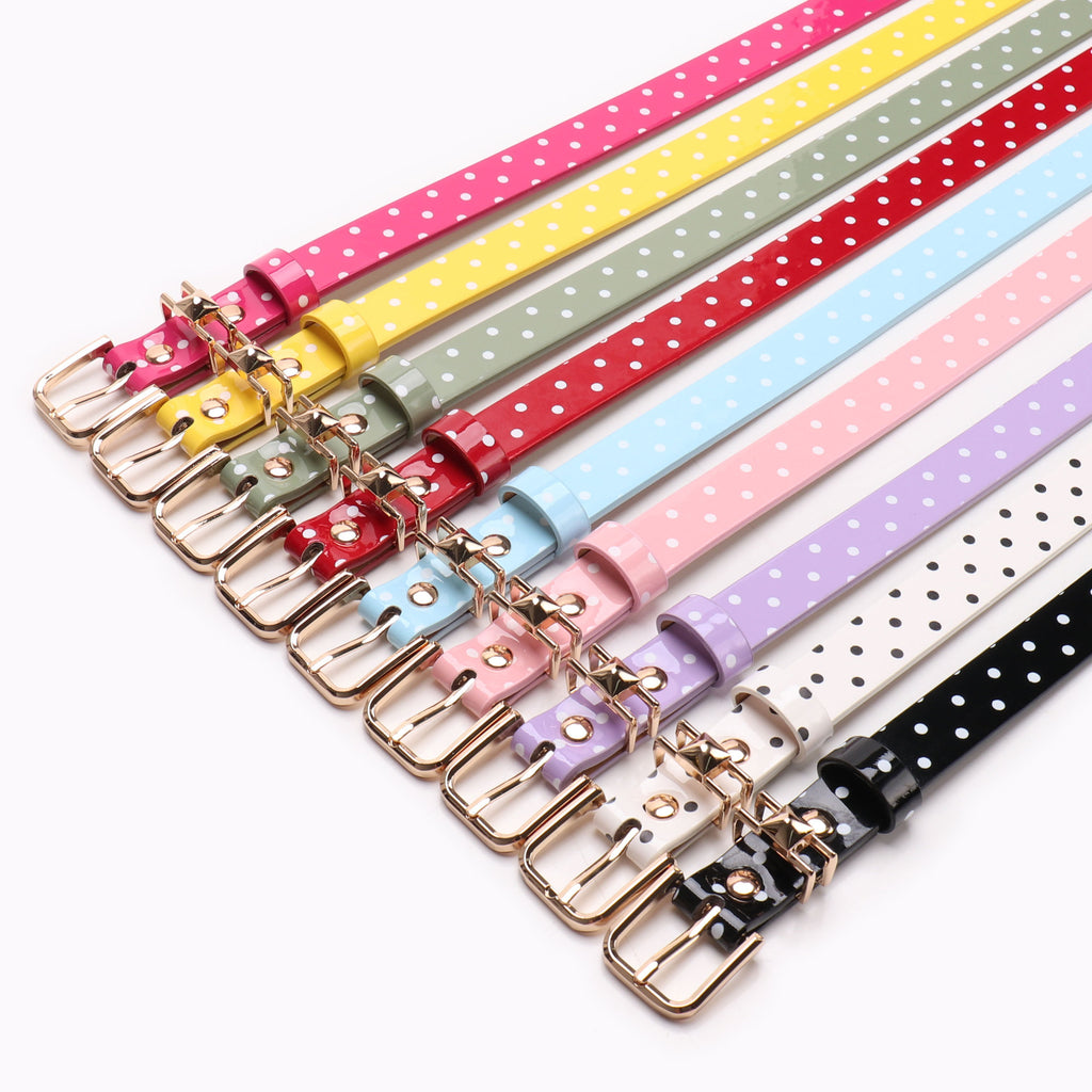 Slim Polka Dot Faux Leather Waist Belt
