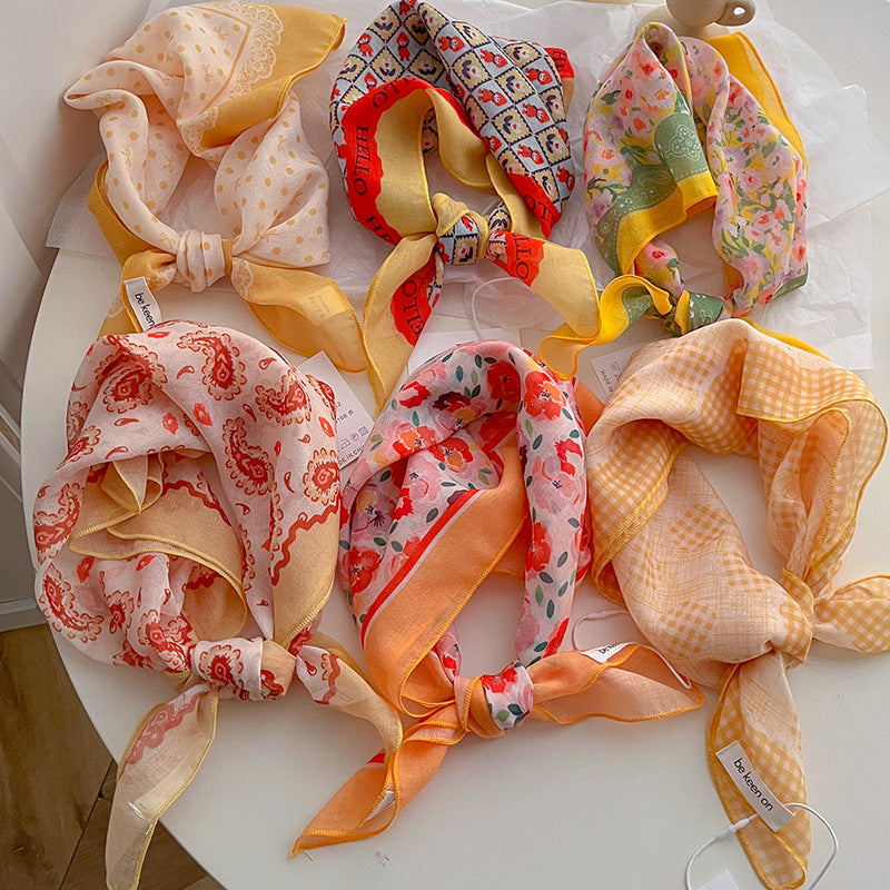 Sunlit Meadow Floral Neckerchief Scarf - view 11