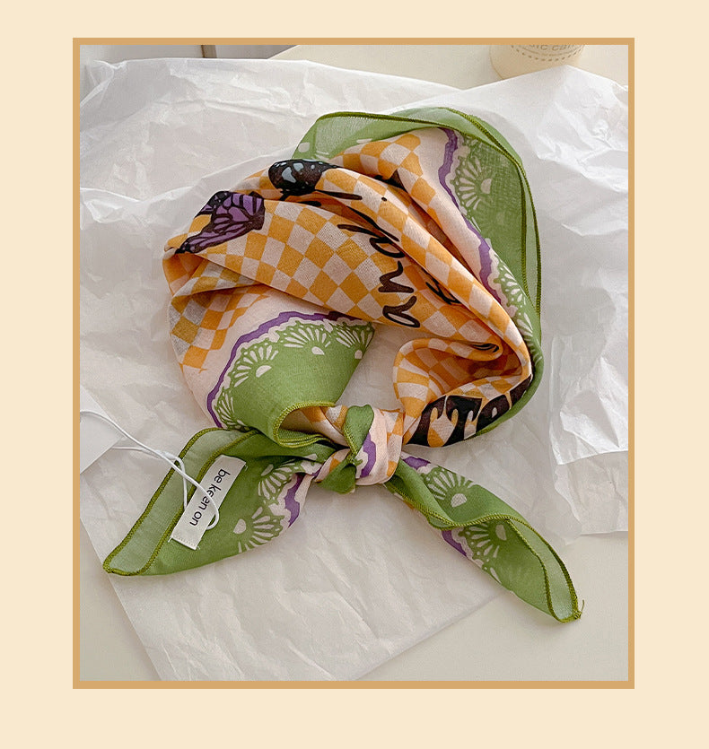 Sunlit Meadow Floral Neckerchief Scarf - view 7