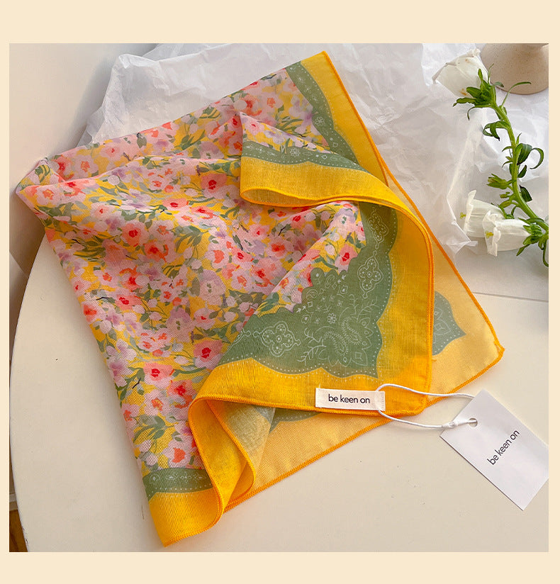 Sunlit Meadow Floral Neckerchief Scarf - view 8