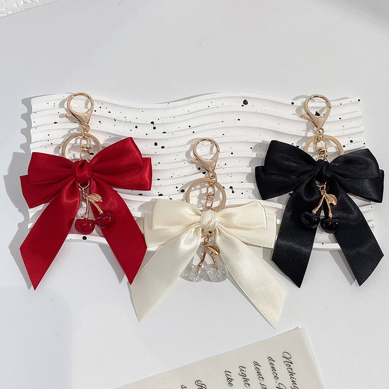 Oversized Satin Bow Translucent Cherry Keychain - view 2