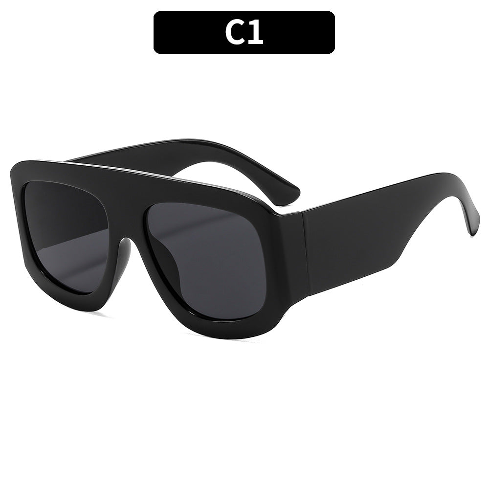 Chunky Oversized Square Shield Sunglasses - C1