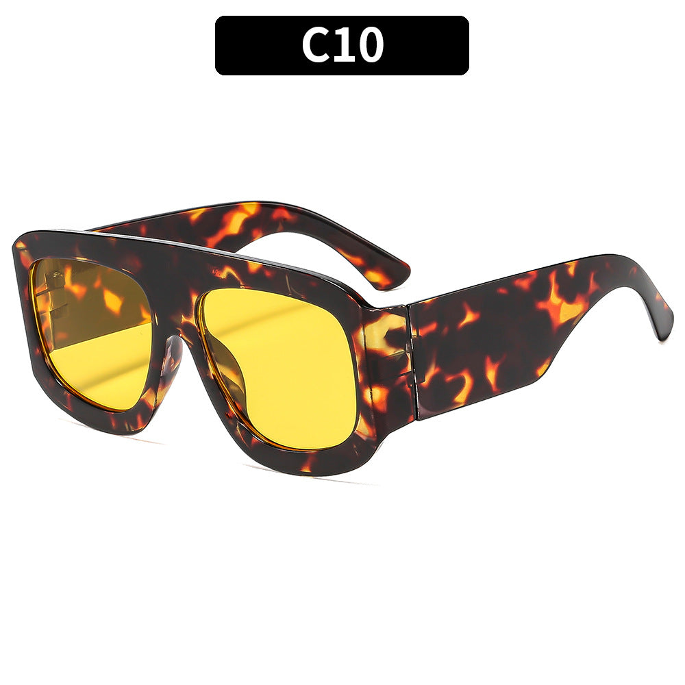 Chunky Oversized Square Shield Sunglasses - C10