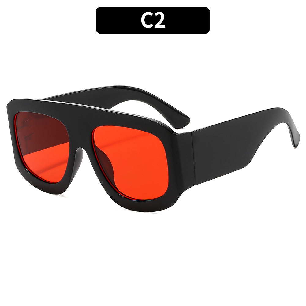Chunky Oversized Square Shield Sunglasses - C2