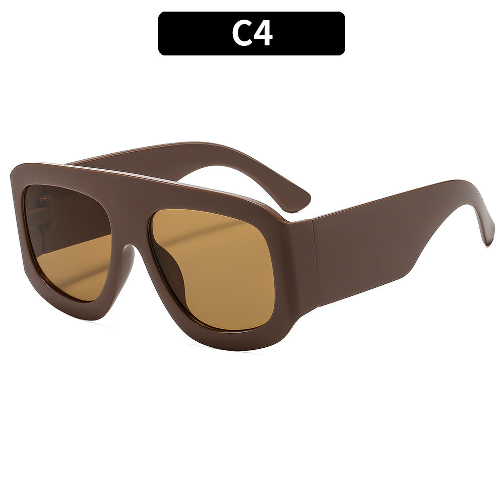 Chunky Oversized Square Shield Sunglasses - C4
