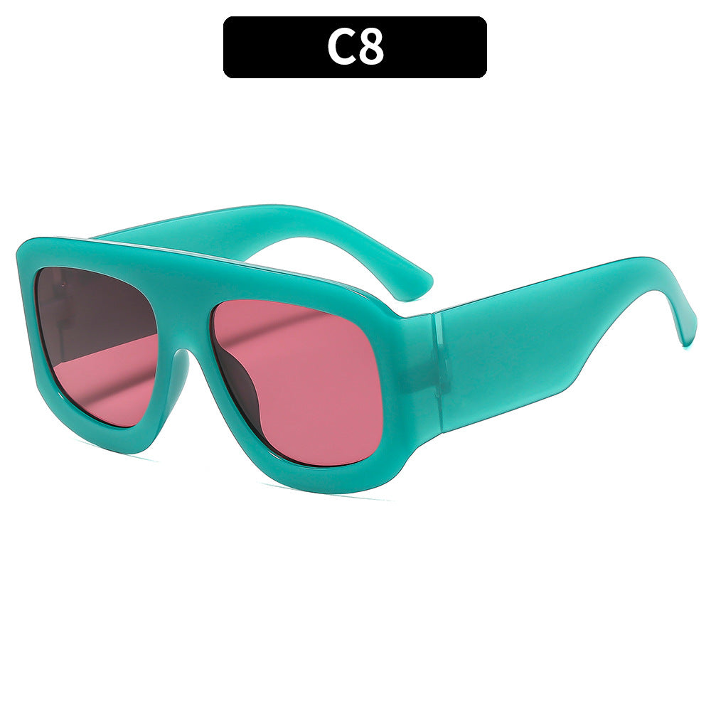 Chunky Oversized Square Shield Sunglasses - C8