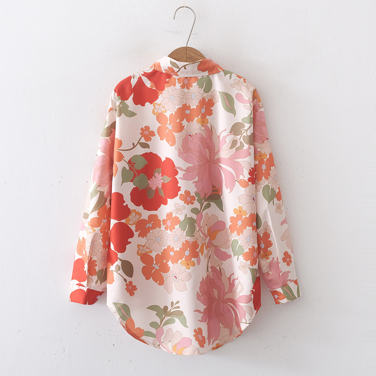 Retro Hibiscus Print Long Sleeve Shirt - Floral - 1