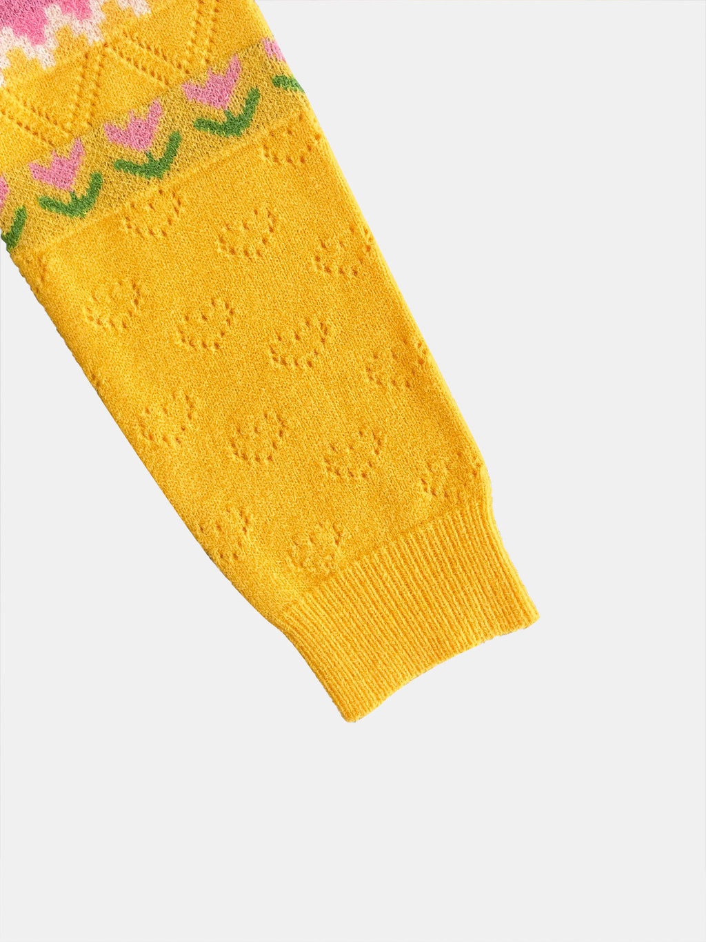 Tulip Fair Isle Knit Button Cardigan - Yellow - 2