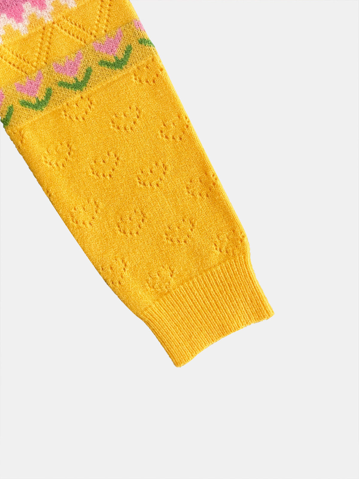 Tulip Fair Isle Knit Button Cardigan - Yellow - 2