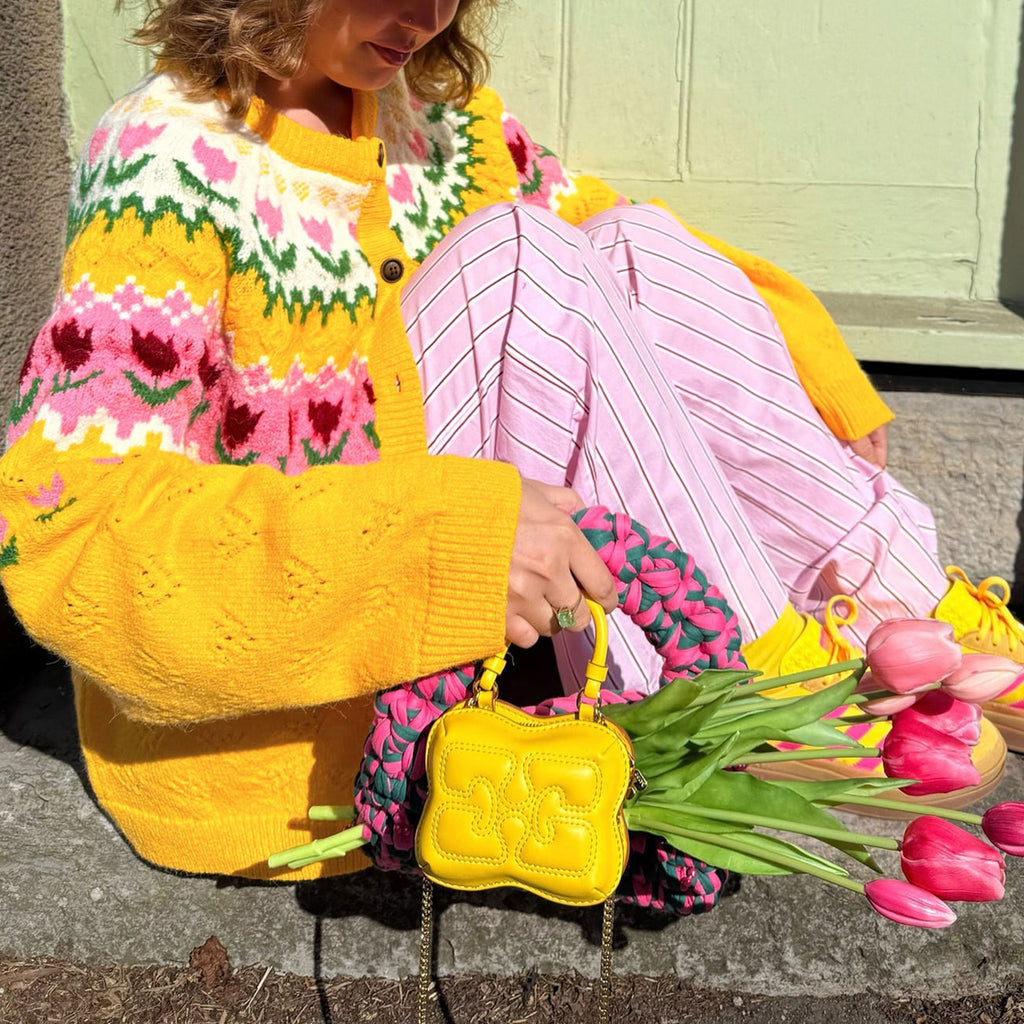 Tulip Fair Isle Knit Button Cardigan - Yellow - 3