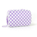 Checkerboard Canvas Makeup Bag - Purple