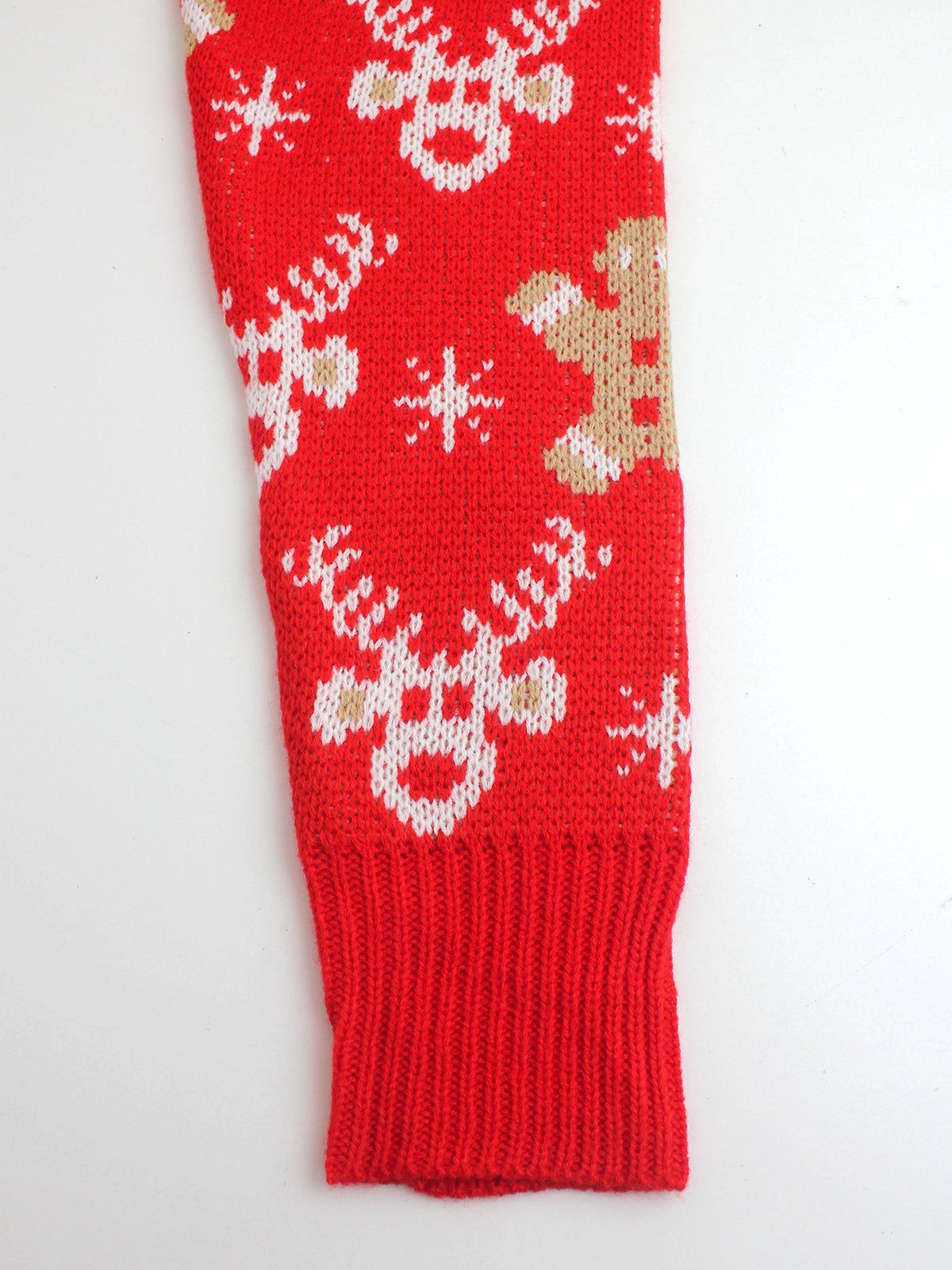 Red Reindeer Gingerbread Jacquard Knit V-Neck Cardigan - Red - 3