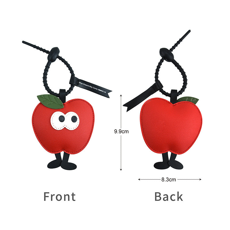 Christmas Character Leather Bag Charm Keyring - Apple - 1