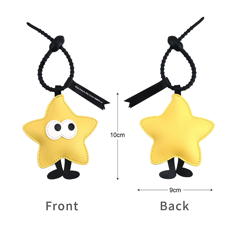 Christmas Character Leather Bag Charm Keyring - Star
