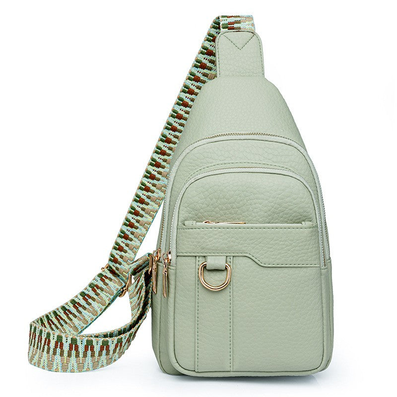 Multi Pocket Sling Bag With Jacquard Strap
