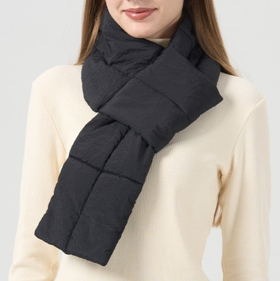 Minimalist Quilted Puffer Scarf - Black