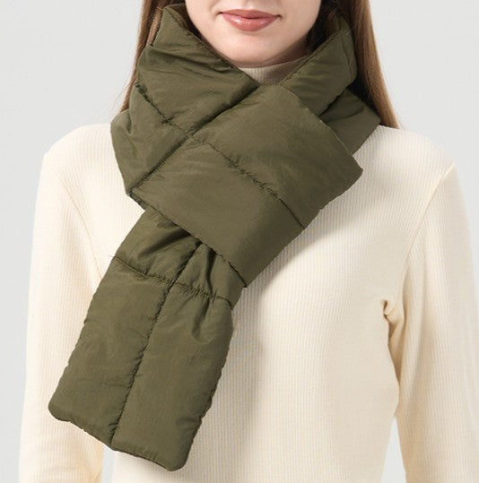 Minimalist Quilted Puffer Scarf - Green