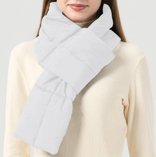 Minimalist Quilted Puffer Scarf - Grey
