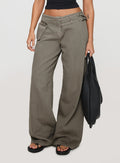 Adjustable Buckle Waist Baggy Trousers - DarkGray