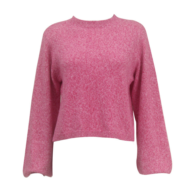 Lace Up Open Back Cropped Knit Top - Pink - 1