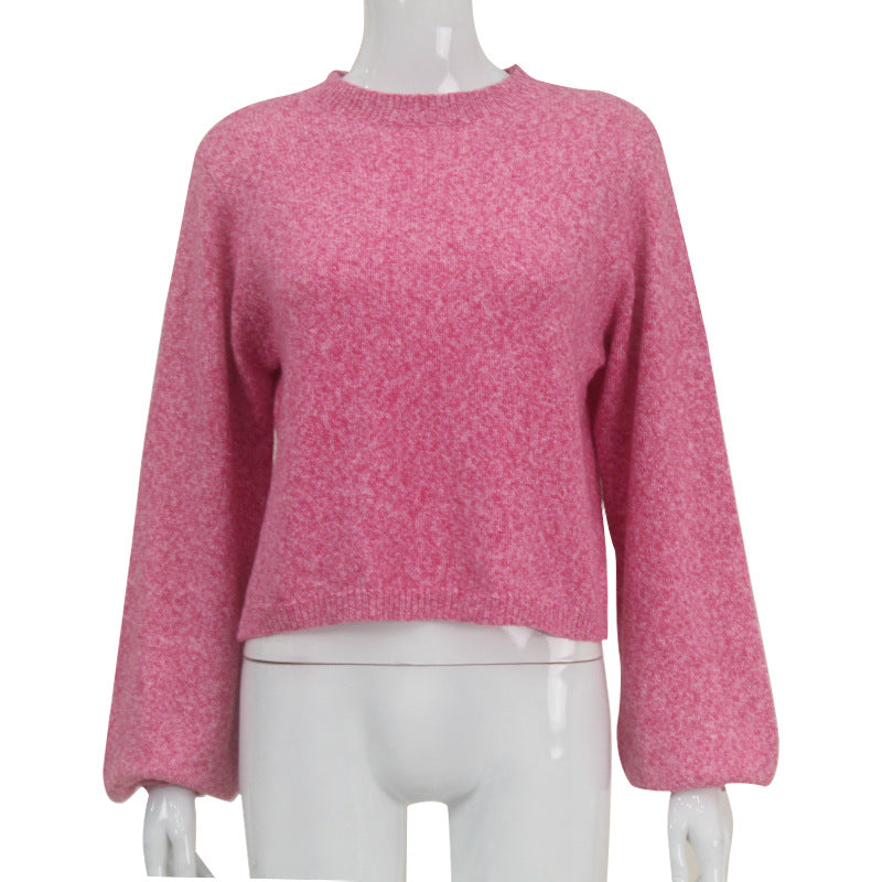 Lace Up Open Back Cropped Knit Top - Pink - 2